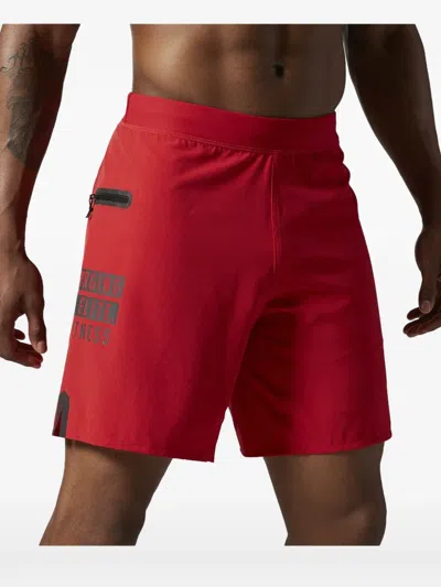 Reebok Graphic-print Zip Track Shorts In Red