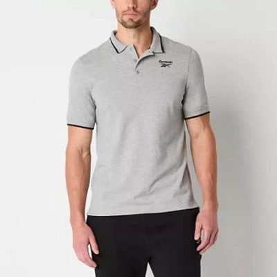 Reebok Identity Mens Athletic Fit Short Sleeve Polo Shirt In Gray