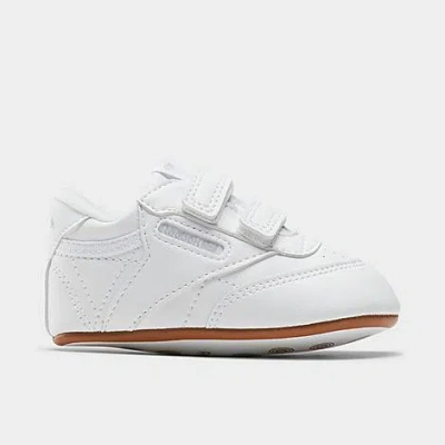 Reebok Babies'  Infant Club C Stretch Lace Crib Shoes In White/white/white