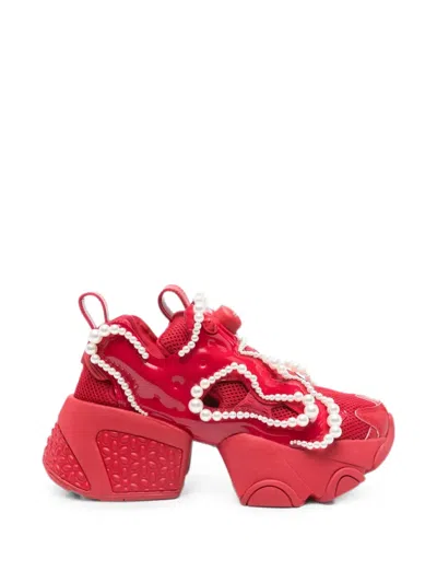 Reebok Instapump Fury Faux-pearl Sneakers In Red