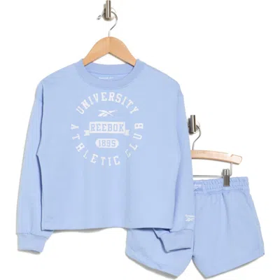 Reebok Kids' University Sweatshirt & Shorts Set In Light Blue