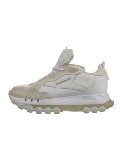 Pre-owned Reebok Leather Colorblock Pattern Athletic Sneakers In White