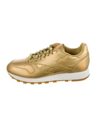 Pre-owned Reebok Leather Sneakers In Gold
