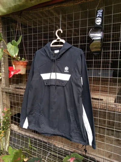 Pre-owned Reebok Lightlayers  Anorak Hoodie Jacket Pull Over In Black