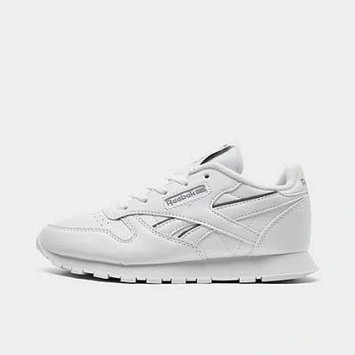 Reebok Little Kids' Classic Leather Casual Shoes In White/white/grey 3