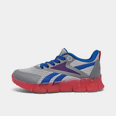 Reebok Little Kids Zig N Flash Light-up Casual Sneakers From Finish Line In Grey/vector Red/vector Blue