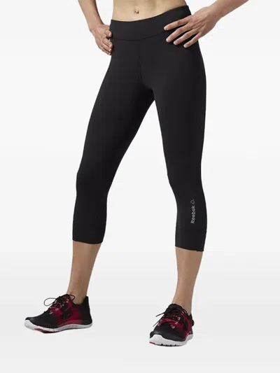 Reebok Logo-detail Cropped Leggings In Black