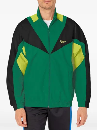 Reebok Logo-embroidered Bomber Jacket In Green