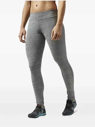 Reebok Logo-lettering Leggings In Gray