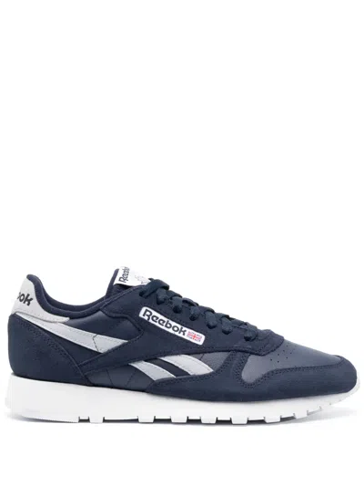 Reebok Logo-patch Suede Sneakers In Blue