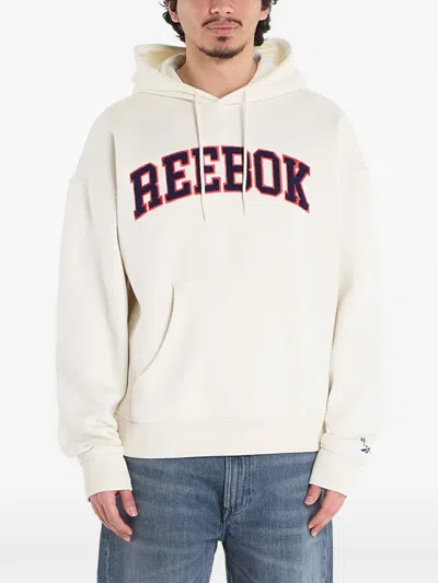 Reebok Logo-embroidery Hoodie In White