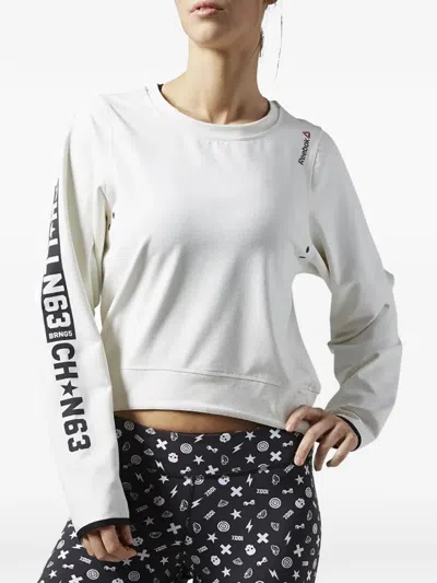 Reebok Long-sleeve Crew-neck Sweatshirt In White