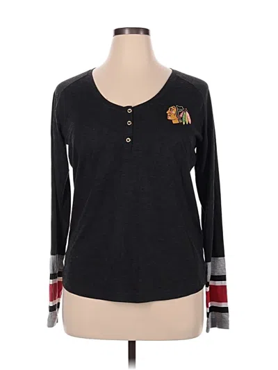 Pre-owned Reebok Long Sleeve Henley Shirt In Black