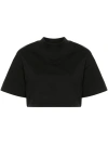 Reebok Ltd Faded-effect Cotton Cropped T-shirt In Black