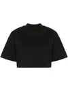 Reebok Ltd Faded-effect Cotton Cropped T-shirt In Black