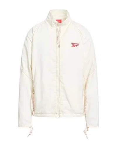 Reebok Man Jacket Ivory Size L Polyester In White
