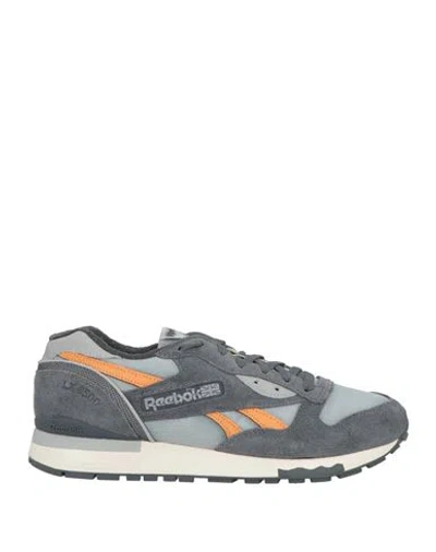 Reebok Man Sneakers Grey Size 8 Soft Leather, Textile Fibers