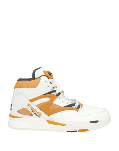 Reebok Man Sneakers Off White Size 8.5 Leather, Textile Fibers In Orange