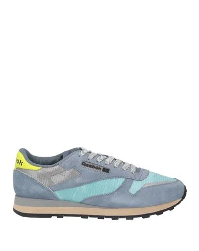 Reebok Man Sneakers Pastel Blue Size 8 Leather, Textile Fibers