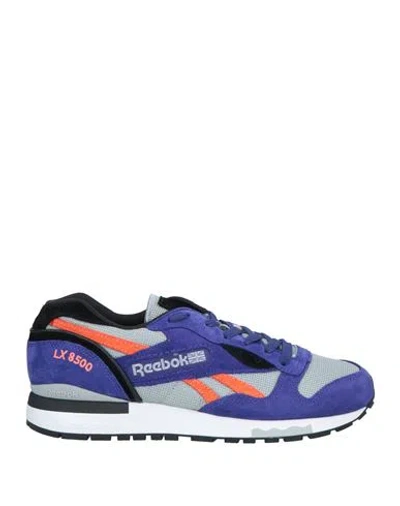 Reebok Man Sneakers Purple Size 7.5 Leather, Textile Fibers