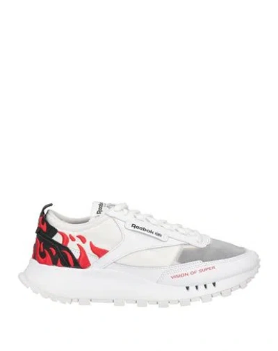 Reebok Man Sneakers White Size 8.5 Textile Fibers, Leather