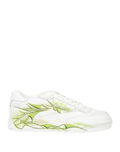 Reebok Man Sneakers White Size 9 Leather, Synthetic Material In Multi