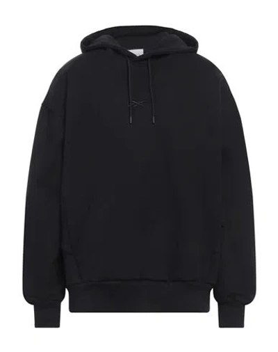 Reebok Man Sweatshirt Black Size Xl Cotton, Elastane