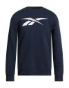 Reebok Man Sweatshirt Midnight Blue Size L Cotton, Recycled Polyester In Blue