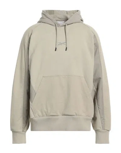 Reebok Man Sweatshirt Sage Green Size M Cotton, Polyamide, Elastane