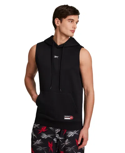 Reebok Men's Basketball Sleeveless Jock Tag Hooded Sweatshirt In Black