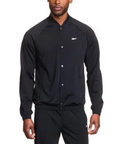 Reebok Men's Basketball Tricot Snap Jacket In Black