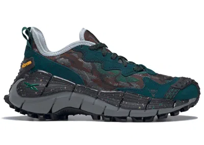 Pre-owned Reebok Men's Black  Zig Kinetica Ii Edge South2 West8 Sneakers In Clover Green/cold Grey 6/core Black In Multi