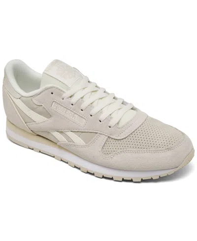 Reebok Men's Classic Leather Casual Sneakers From Finish Line In Chalk,sand,white