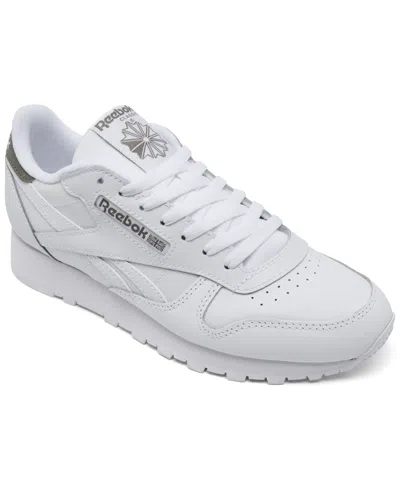 Reebok Men's Classic Leather Casual Sneakers From Finish Line In White,gritty Gray