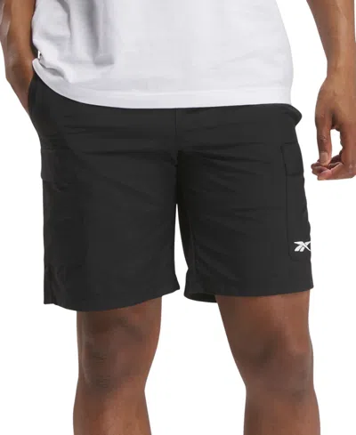 Reebok Men's Classics Uniform Regular-fit 9" Cargo Shorts In Black