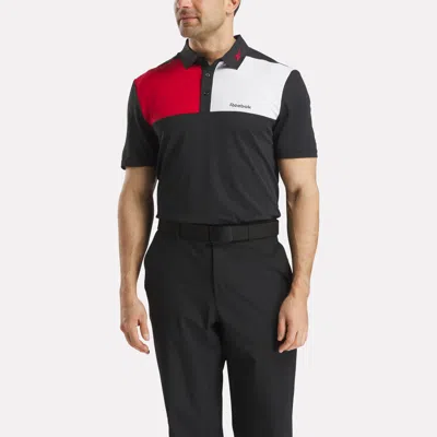 Reebok Men's Colorblock Bonded Collar Polo Shirt In Black