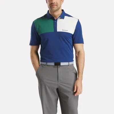 Reebok Men's Colorblock Bonded Collar Polo Shirt In Blue