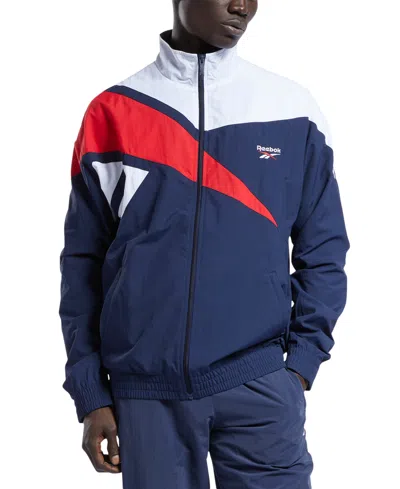 Reebok Men's Colorblocked Zip Front Jacket In Navy,red,white