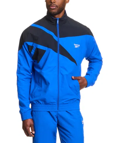 Reebok Men's Colorblocked Zip Front Jacket In Opti Blue,blk