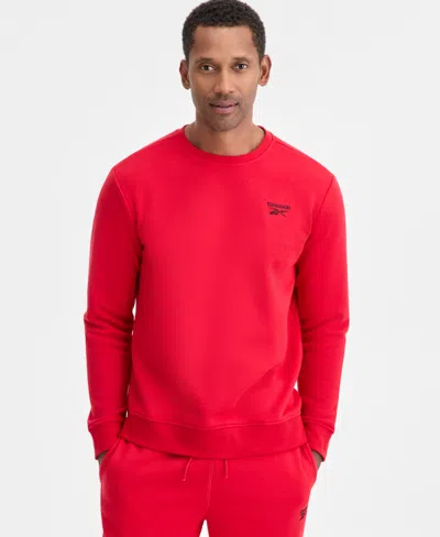 Reebok Men's Embroidered Chest Logo Sweatshirt In Red