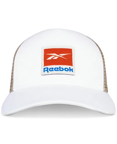 Reebok Men's Embroidered Logo Patch Snapback Trucker Hat In White