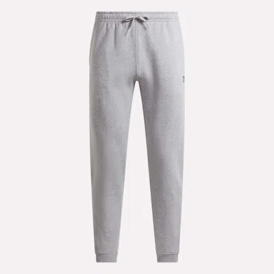 Reebok Men's French Terry Logo Joggers In Light Grey Marl