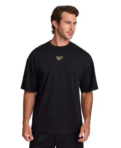 Reebok Men's Gold Vectory Crewneck T-shirt In Black