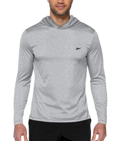 Reebok Men's Hooded Quick-dry Logo Swim Shirt In Grey