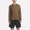 Reebok Men's Long Sleeve Tech T-shirt In Brown