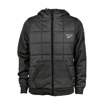 Reebok Men's Mixed Media Jacket With Tricot Sleeve In Black