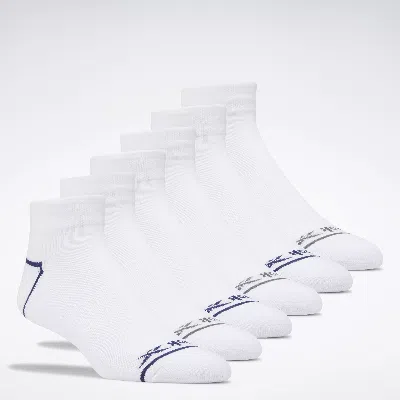 Reebok Men's  Basic Quarter Socks 6 Pairs In White