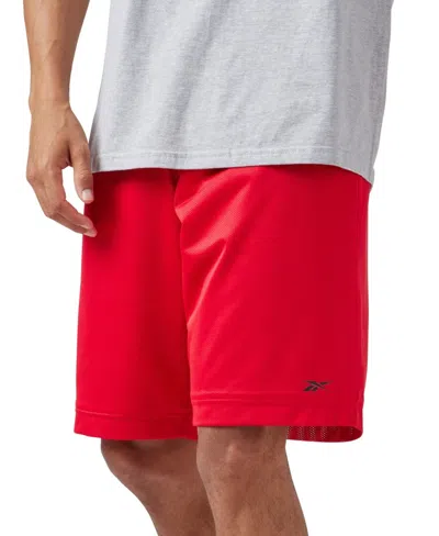Reebok Men's  Basketball Shorts ' Red Mesh Logo Crossover Running Fts962
