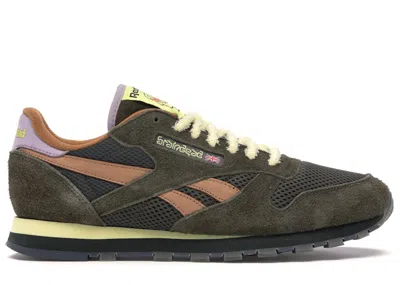 Pre-owned Reebok Men's  Classic Leather Brain Dead Sneakers In Moss/soft Camel/filtered Yellow In Multi