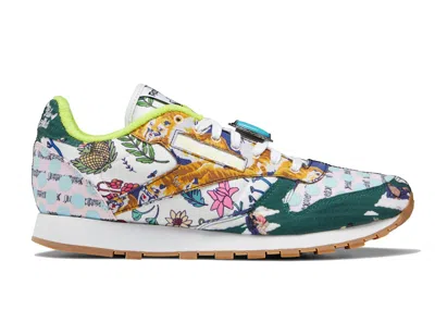 Pre-owned Reebok Men's  Classic Leather Jurassic Park Sneakers In Black/footwear White/acid Yellow In Multi